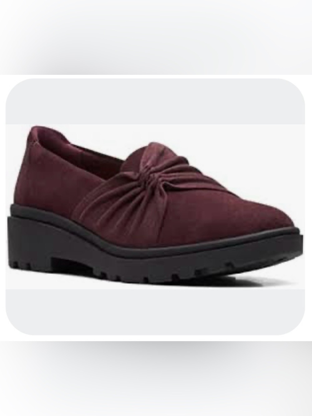Clarks Collection Calla Style Suede Loafer Burgundy Size 10